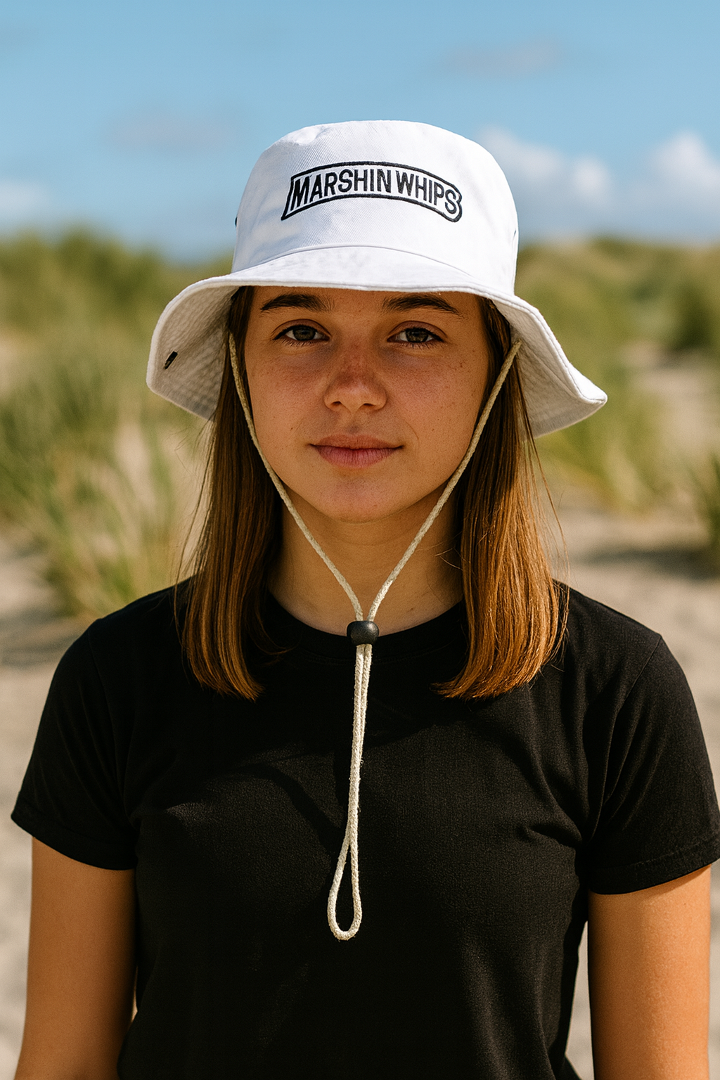 Marshin Whips White Bucket Hat | Premium Embroidered Off-Road Apparel