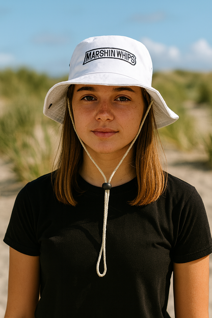 Marshin Whips White Bucket Hat | Premium Embroidered Off-Road Apparel