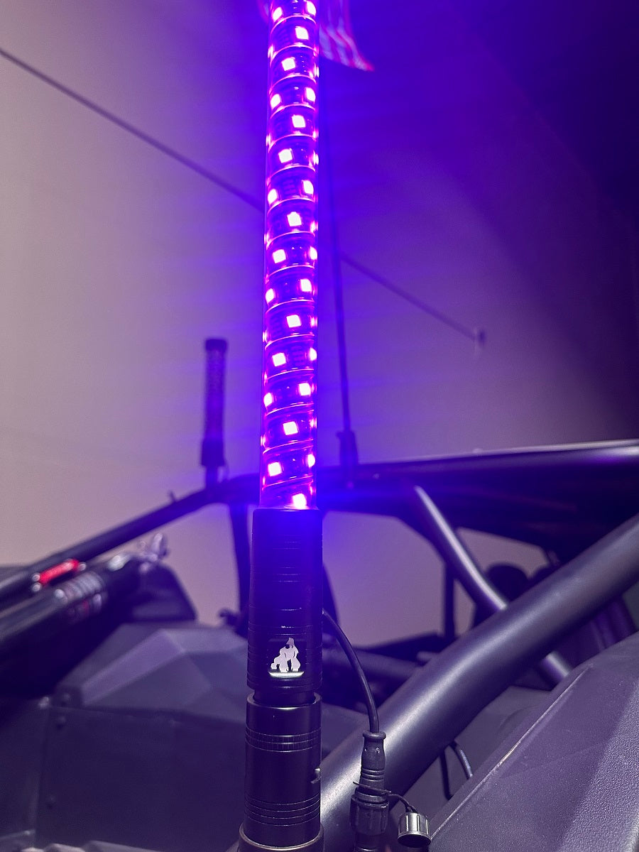 4' LED Whip Xtreme Pro Single Whip - RGB Twisted Poly Tube Encased