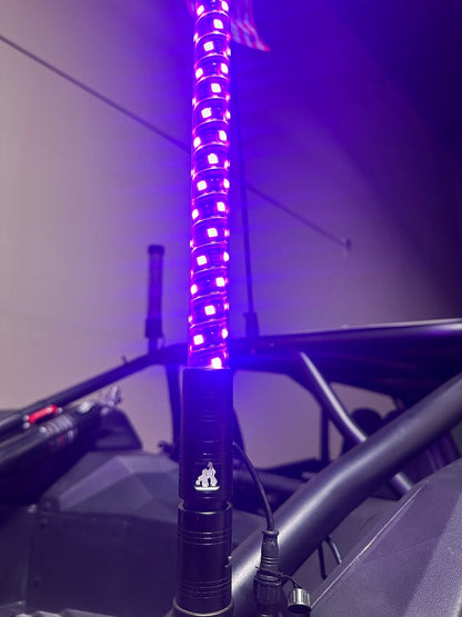 4' LED Whip Xtreme Pro Single Whip - RGB Twisted Poly Tube Encased