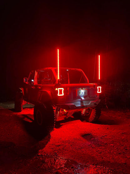4' LED Whip Xtreme Pro Pair - RGB Twisted Poly Tube Encased
