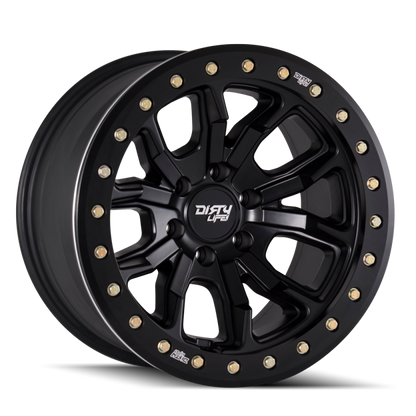 Dirty Life 9303 DT-1 17x9/8x165.1 BP/-12mm Offset/130.8mm Hub Matte Black Wheel - Beadlock