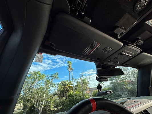 Flag Sun Visor Warning Overlays - 2021+ Bronco / 2024+ Ranger Raptor