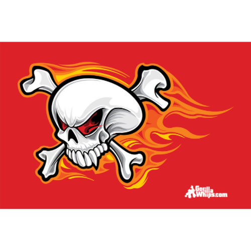 Flying Skull Red 3x5 Grommet Whip Flag