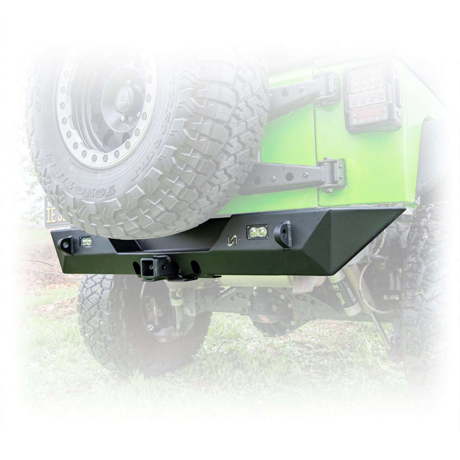 Angled Rear Bumper with LED Pod Lights and Hitch Receiver for Jeep Wrangler JK