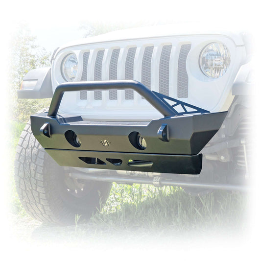 Front Bumper with Bolt-On Bull Bar and Skid Plate for Jeep Wrangler JK, JL, and Gladiator JT