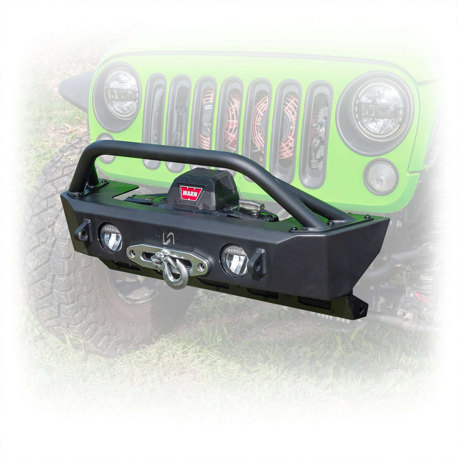 Front Bumper with Skid Plate and Recessed Winch Mount for Jeep Wrangler JK, JL, and Gladiator JT