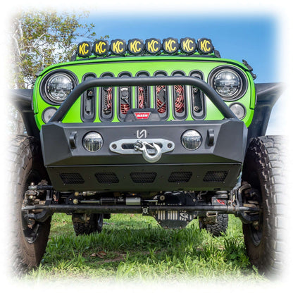 Front Bumper with Skid Plate and Recessed Winch Mount for Jeep Wrangler JK, JL, and Gladiator JT