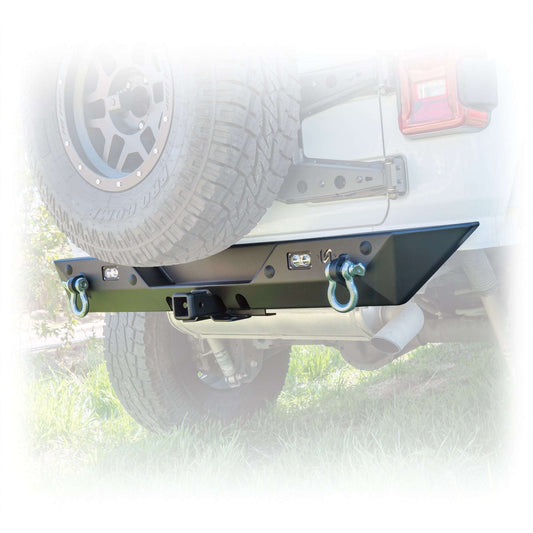Minimalist Rear Bumper with LED Pod Lights and Hitch Receiver for Jeep Wrangler JL