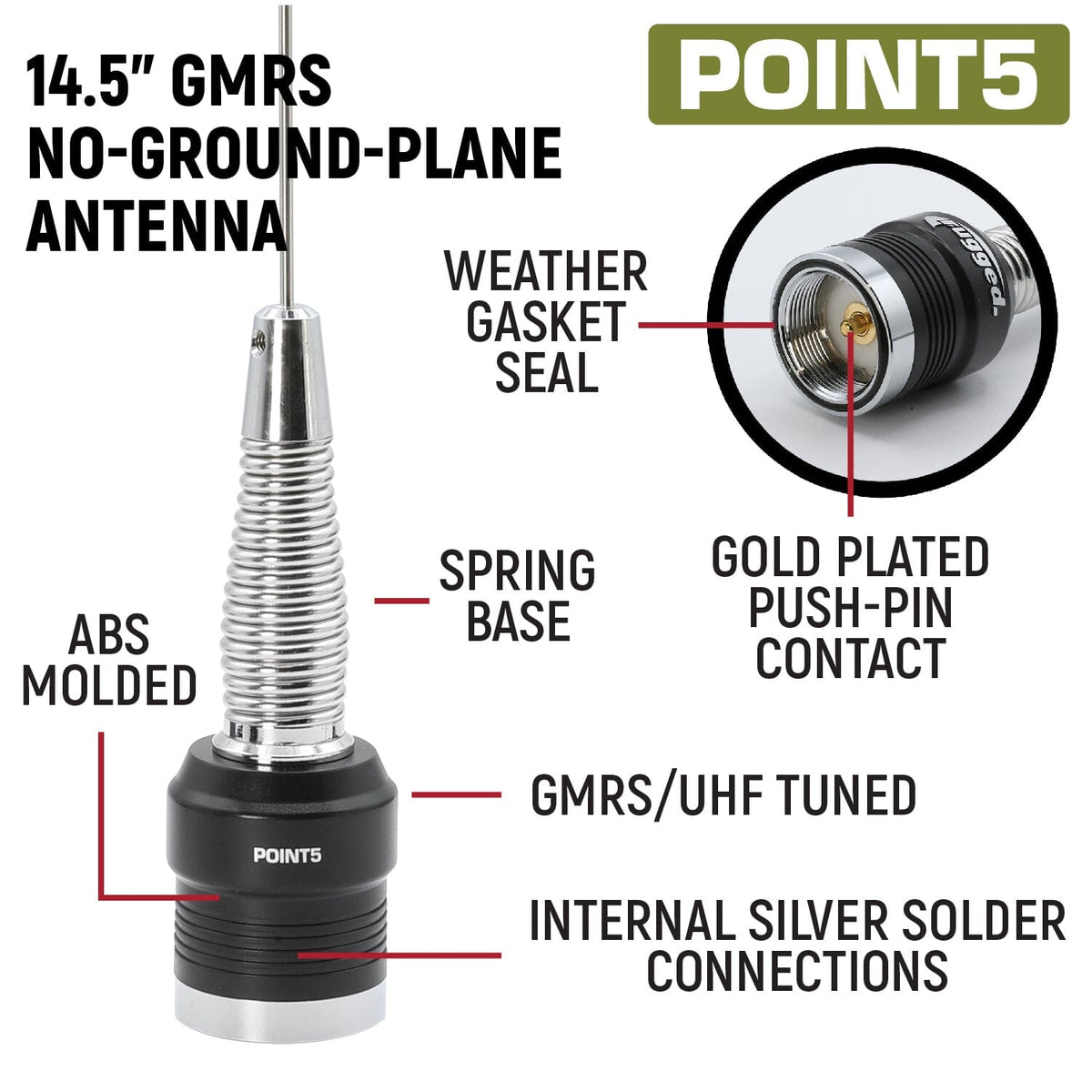 Rugged Radios Adventure Radio Kit - GMR25 Waterproof GMRS Mobile Radio Kit and External Speaker