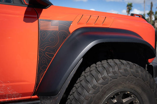 Topo American Flag Fender Overlays (Clear) - 2022+ Bronco Raptor