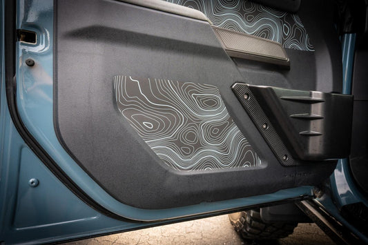 Topo Interior Lower Front Door Card Insert Overlays (Printed Series) - 2021+ Bronco 4 Door