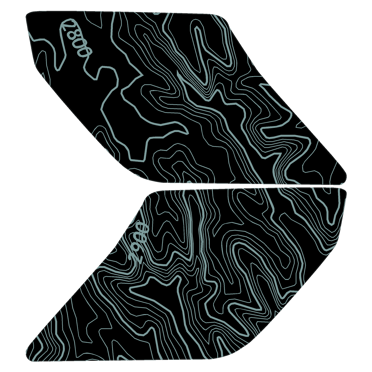 Topo Interior Lower Front Door Card Insert Overlays (Printed Series) - 2021+ Bronco 4 Door