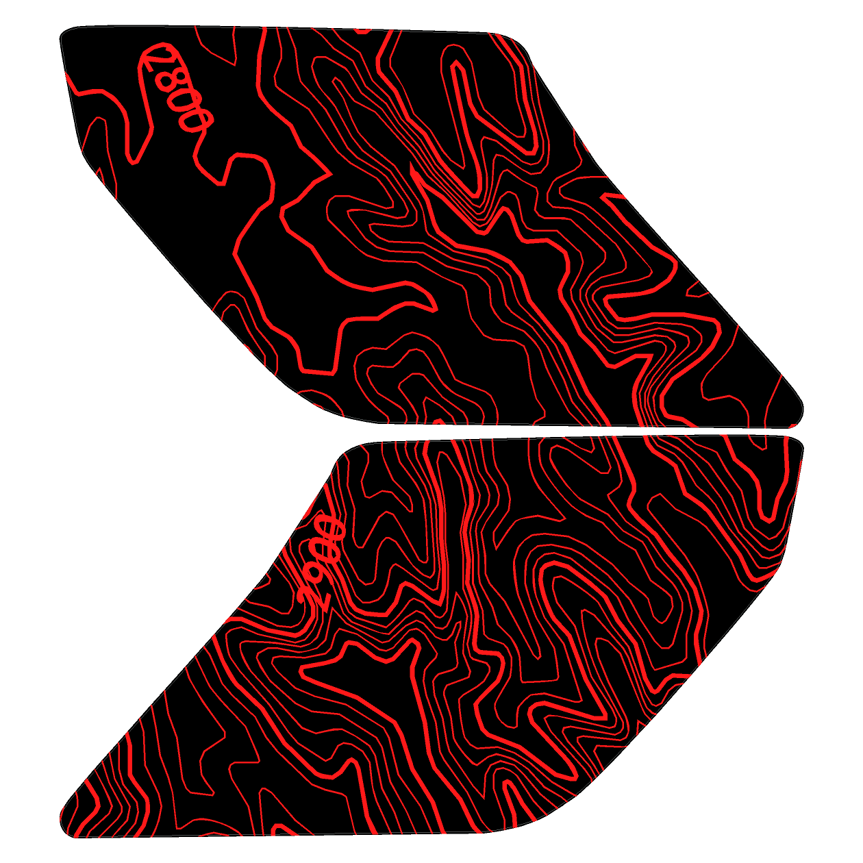 Topo Interior Lower Front Door Card Insert Overlays (Printed Series) - 2021+ Bronco 4 Door