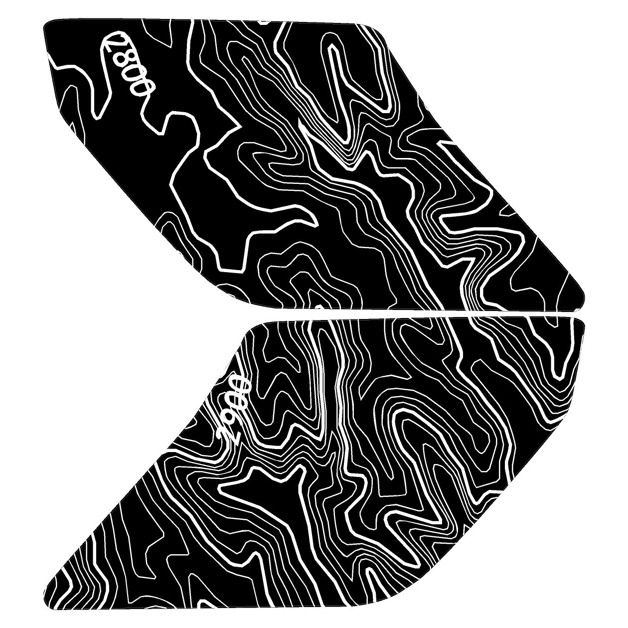 Topo Interior Lower Door Card Insert Overlays (Printed Series) - 2021+ Bronco 2 Door