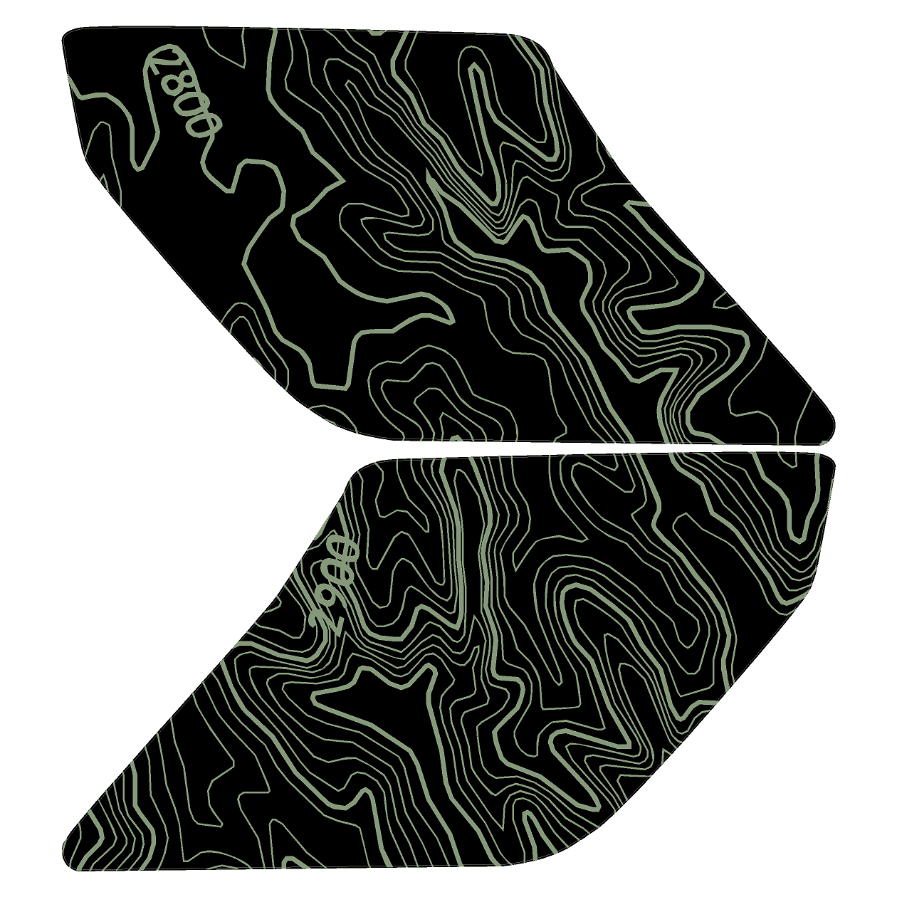 Topo Interior Lower Front Door Card Insert Overlays (Printed Series) - 2021+ Bronco 4 Door