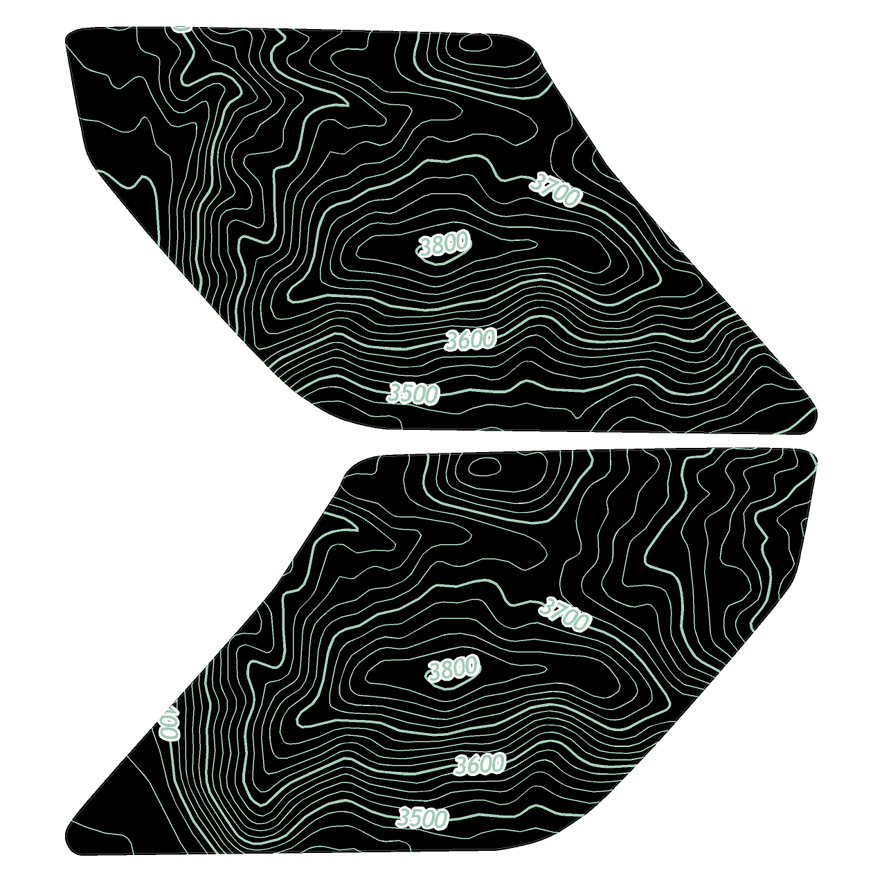 Topo Interior Sun Visor Overlays (Printed Series) - 2021+ Bronco (with Homelink)